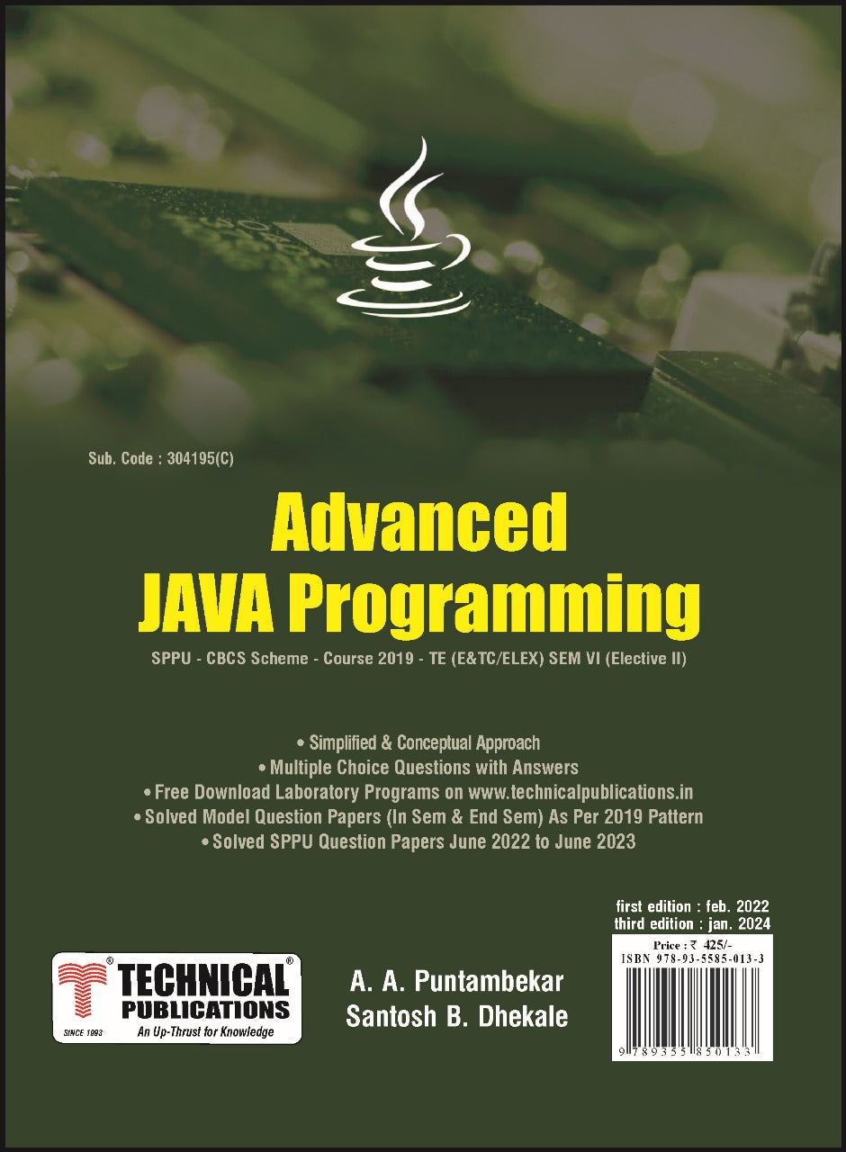 Advanced JAVA Programming for SPPU 19 Course (TE - SEM VI - E&Tc. - 30 ...