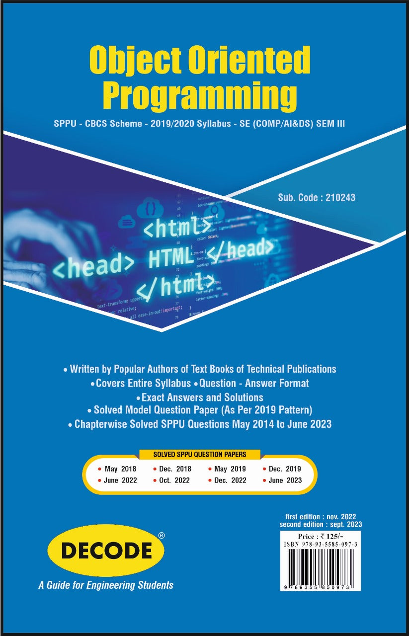 Object Oriented Programming for SPPU 19 Course (SE - III - Comp/AI&DS ...