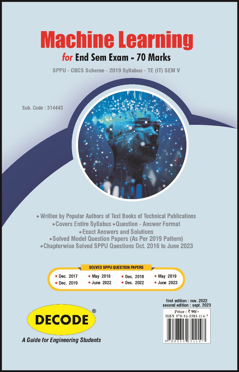 Machine Learning Sem Model Paper Machine Learning for SPPU 19 Course (TE - SEM V - IT- 314443) (END SEM ...