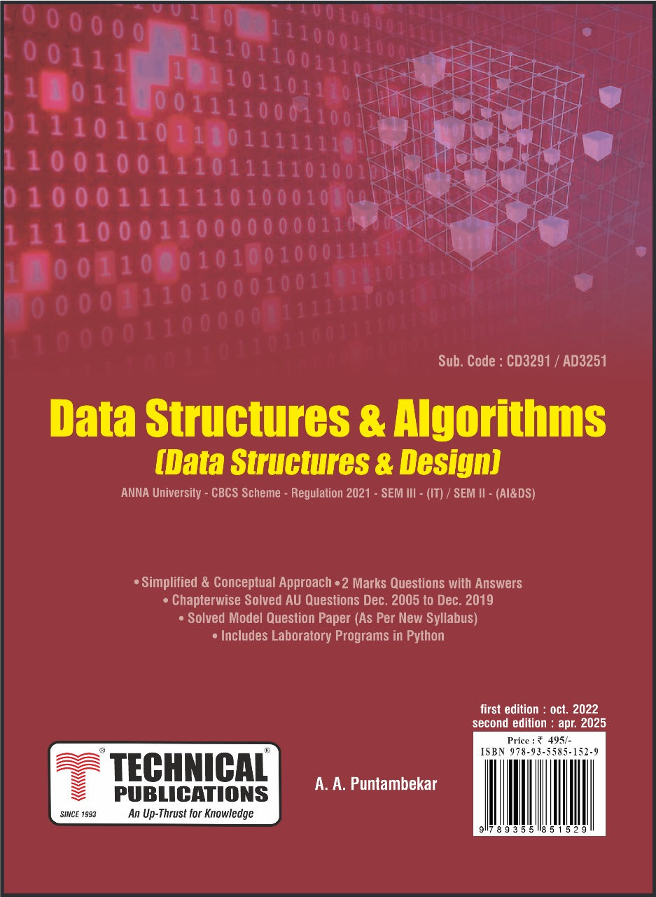 Data Structures and Algorithms for BE Anna University R21 CBCS (III- I ...