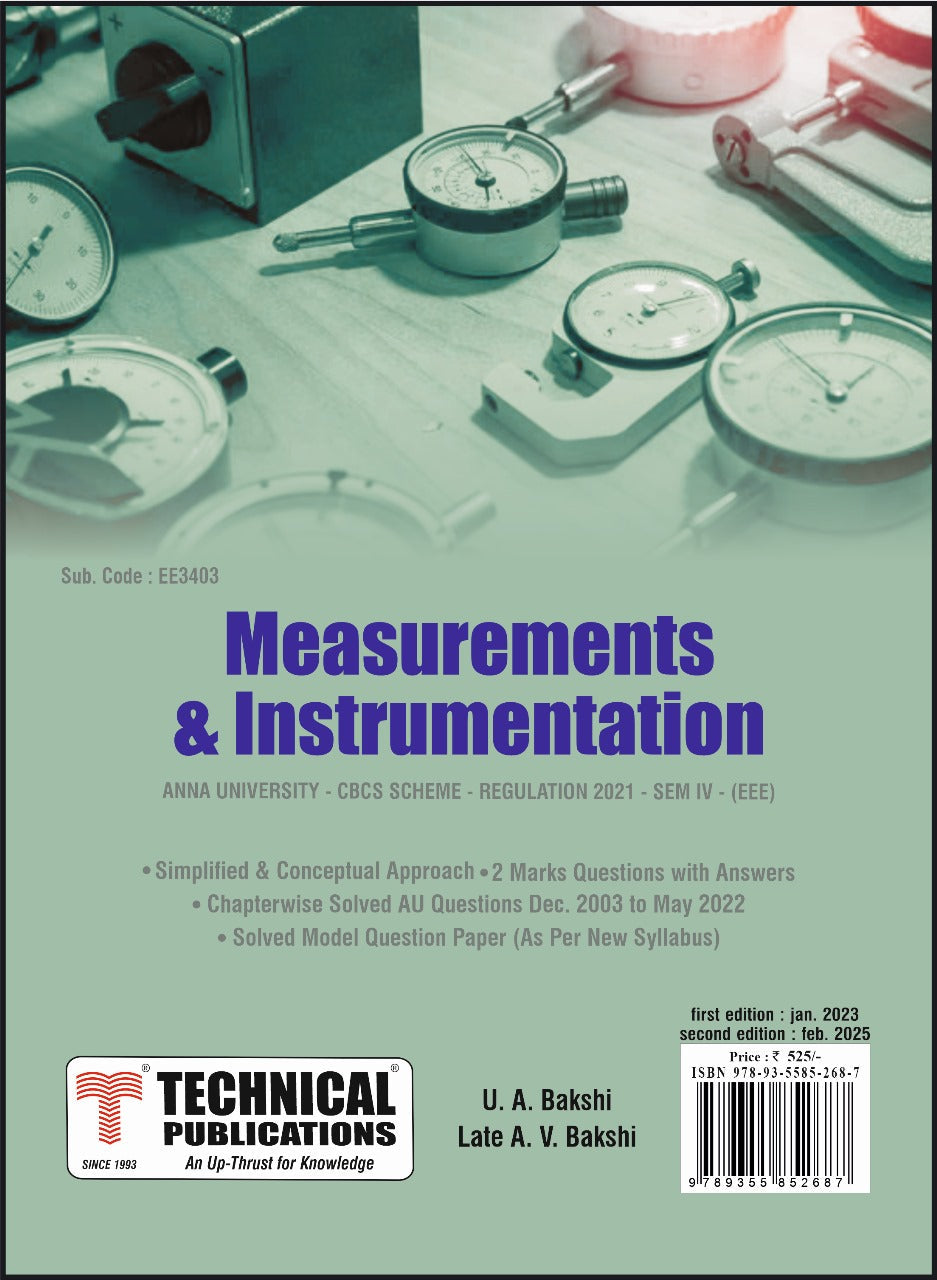 Measurements and Instrumentation for BE Anna University R21CBCS (IV ...