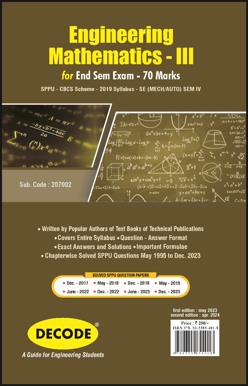 Engineering Mathematics - III for SPPU 19 Course (SE - IV - MECH./AUTO ...
