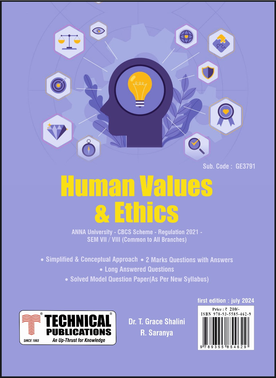 Human Values and Ethics for BE Anna University R21CBCS (Sem-VII/VIII ...