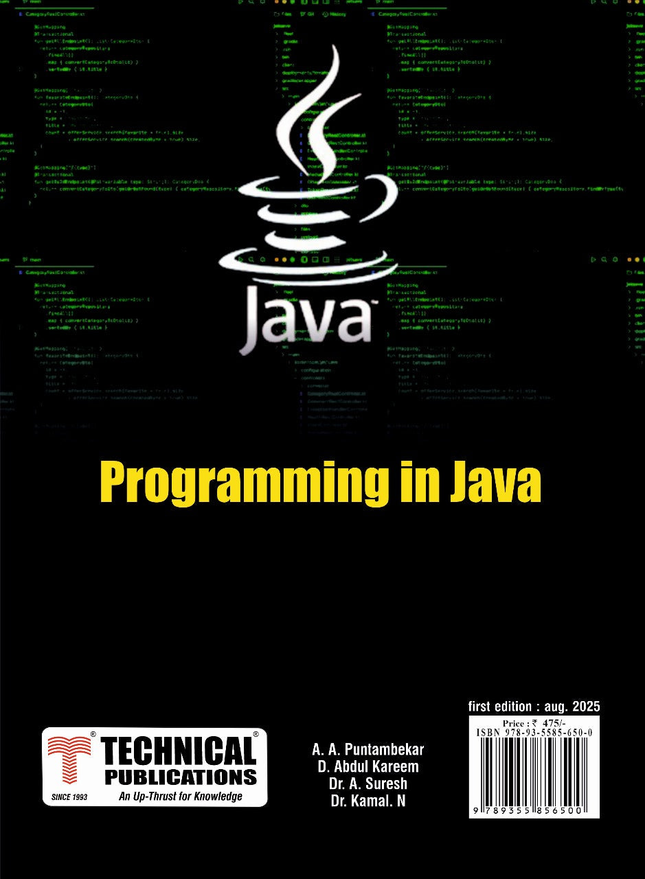 Programming in Java (Engineering Reference Books) – Technical Publications