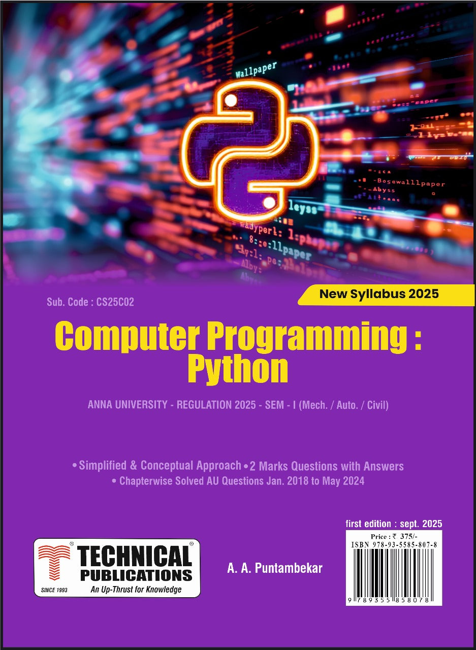 Computer Programming : Python for BE Anna University R25 CBCS (SEM - I ...