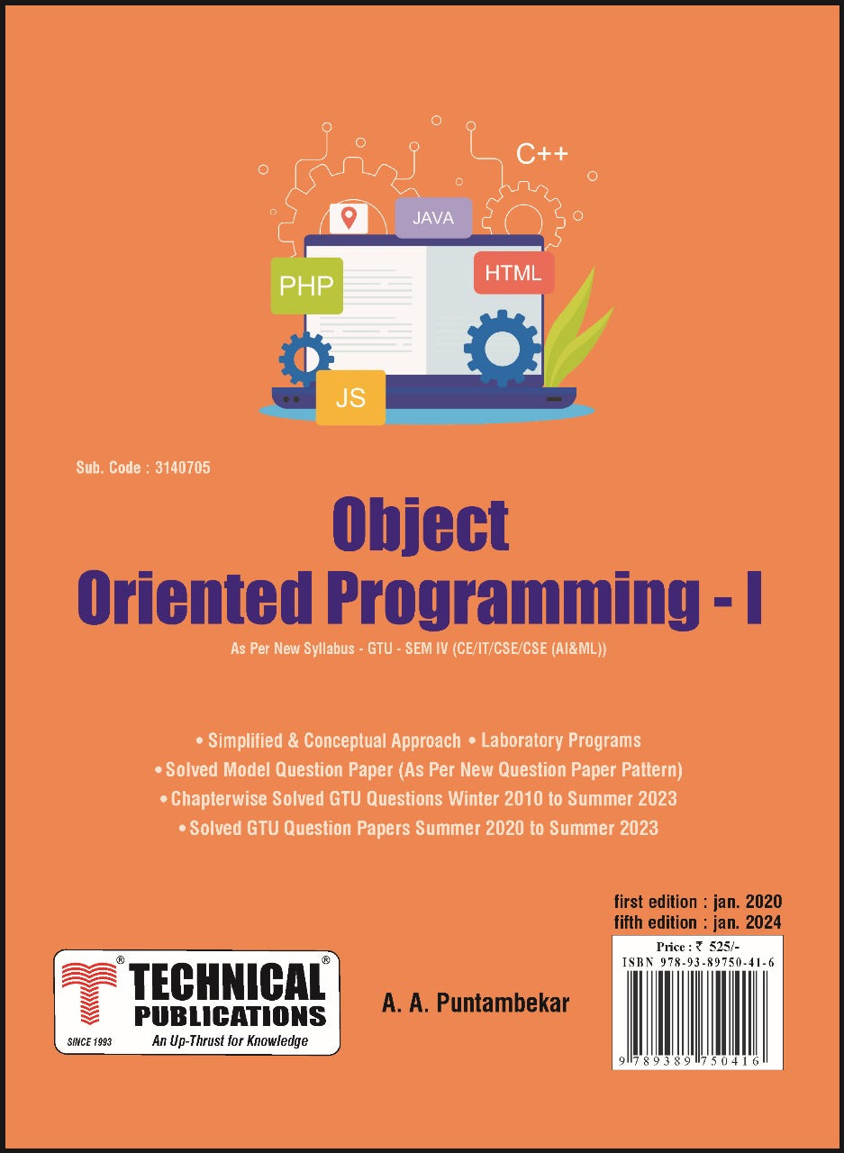 Object Oriented Programming-I for GTU 18 Course (IV - CE/CSE/IT - 3140 ...