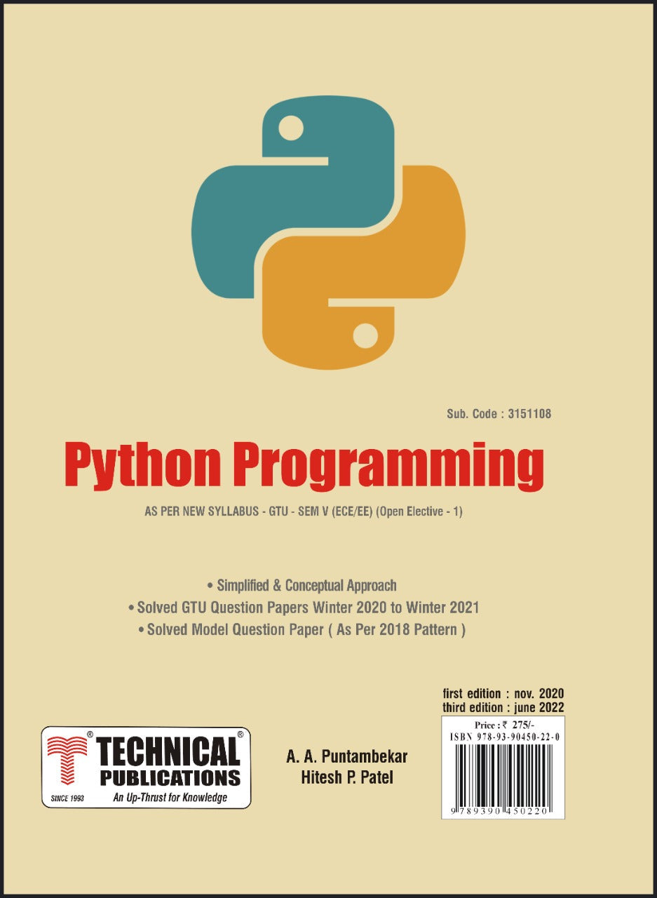 Python Programming for GTU 18 Course (V -Electrical/Electronics/ECE/Op ...