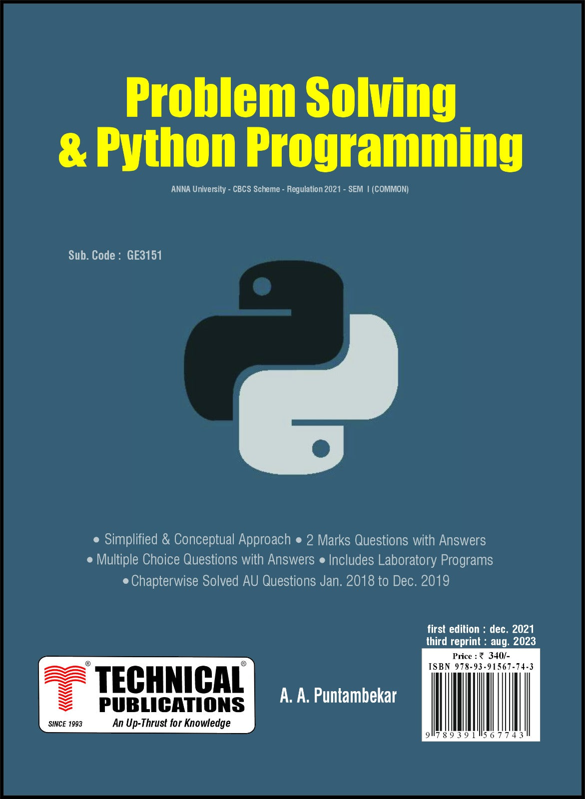 Problem Solving & Python Programming for BE Anna University R21CBCS (I ...