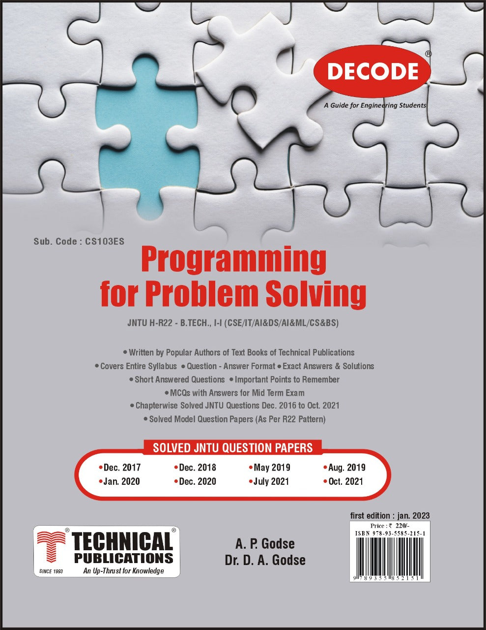 Programming for Problem Solving for JNTU-H 22 Course (I - I - CSE/AI&D ...